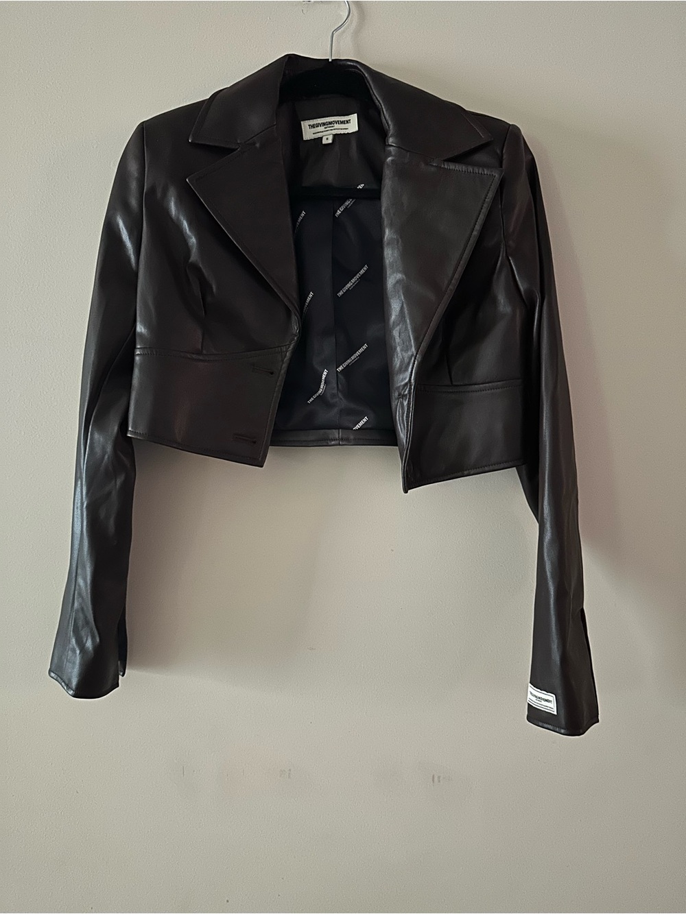 Cropped brown Faux Leather Jacket - Women